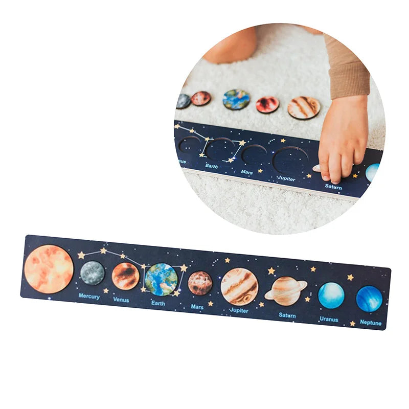 Rompecabezas Montessori del Sistema Solar en Madera para Niños