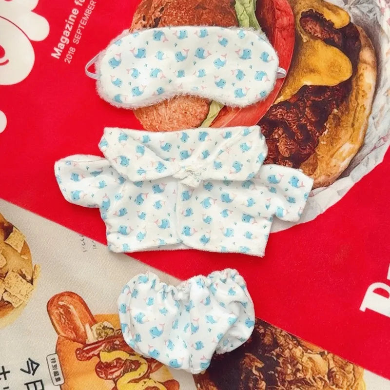 Ropa de Muñeca para Muñecas Idol de 20 cm: Lindos Pijamas con Máscara de Ojos, Juguete de Algodón Relleno para Fans de K-Pop EXO.