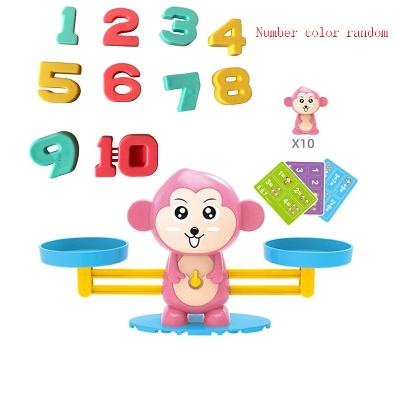 Juego Montessori de Balance de Mono, Juguetes Educativos para Niños, Desarrollo Infantil y Enseñanza de Números.