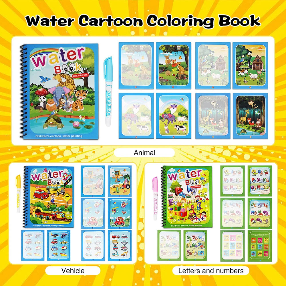 Libro Mágico de Agua Montessori – Juguete Educativo para Niños de 1 a 3 Años