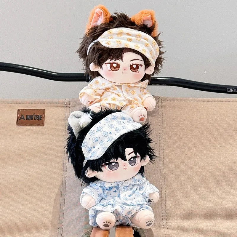 Ropa de Muñeca para Muñecas Idol de 20 cm: Lindos Pijamas con Máscara de Ojos, Juguete de Algodón Relleno para Fans de K-Pop EXO.